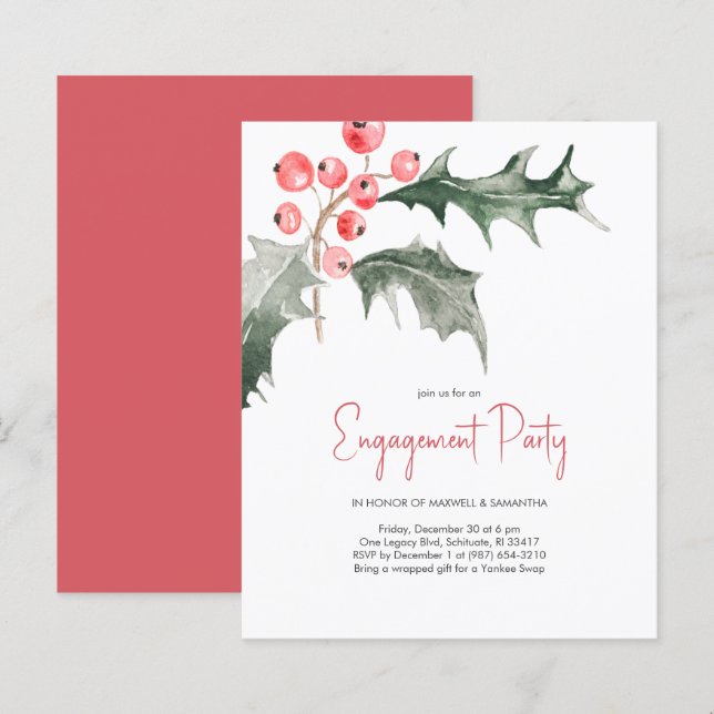 Papier Invitations du budget de la partie de l'engagement (Devant / Derrière)