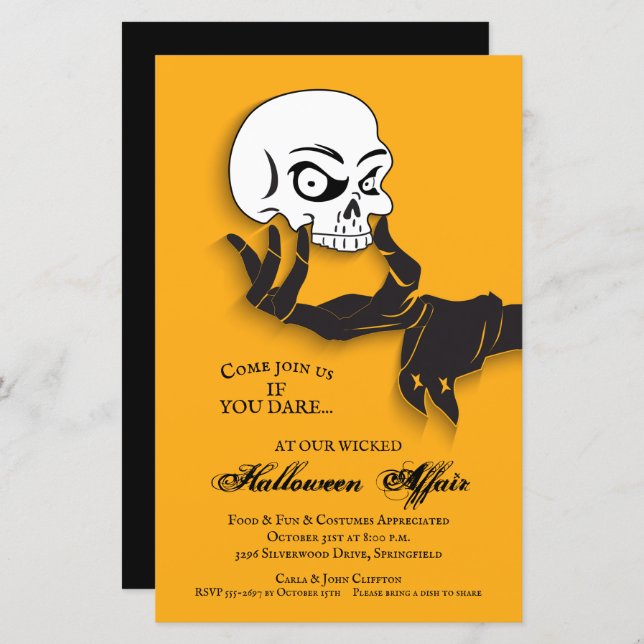 Papier Invitations du parti Halloween (Devant / Derrière)