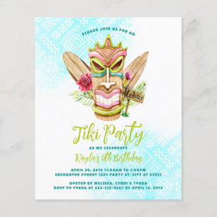 Papier Invitations du parti Tiki Budget