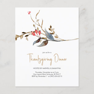 Papier Invitations Élégantes De Thanksgiving Budget