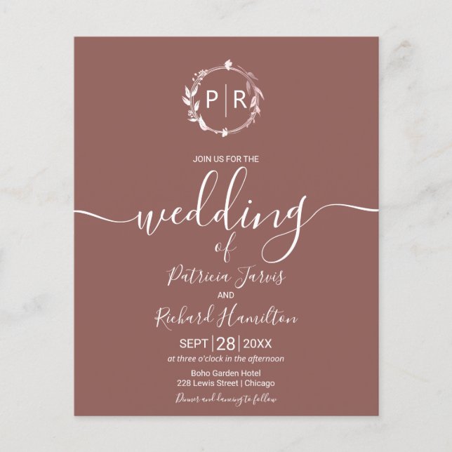 Papier Invitations Monogramme Budget Wedding (Devant)
