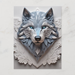 Papier ist ein 3D-Volumenschnitt eines Wolfskopfes Postkarte