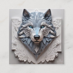 Papier ist ein 3D-Volumenschnitt eines Wolfskopfes Quadratische Visitenkarte