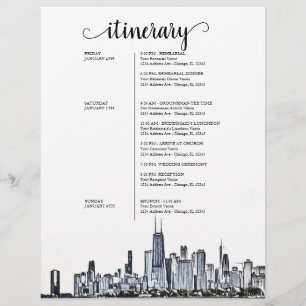 Papier Itinéraire de bienvenue du week-end Mariage de Chi