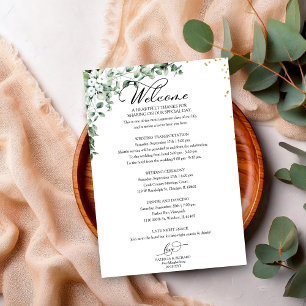 Papier Itinéraire de mariage Greenery - Bienvenue au mari