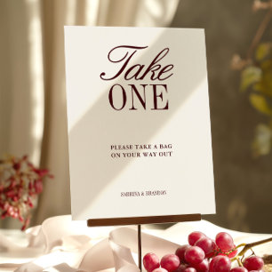 Papier Ivoire & Bourgogne Prendre un mariage Faveur Signe