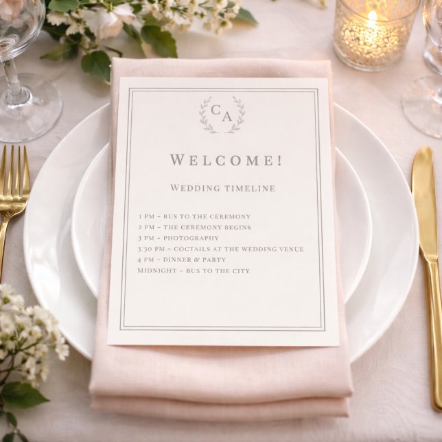 Papier Ivory monogrammed wedding program (Créateur téléchargé)