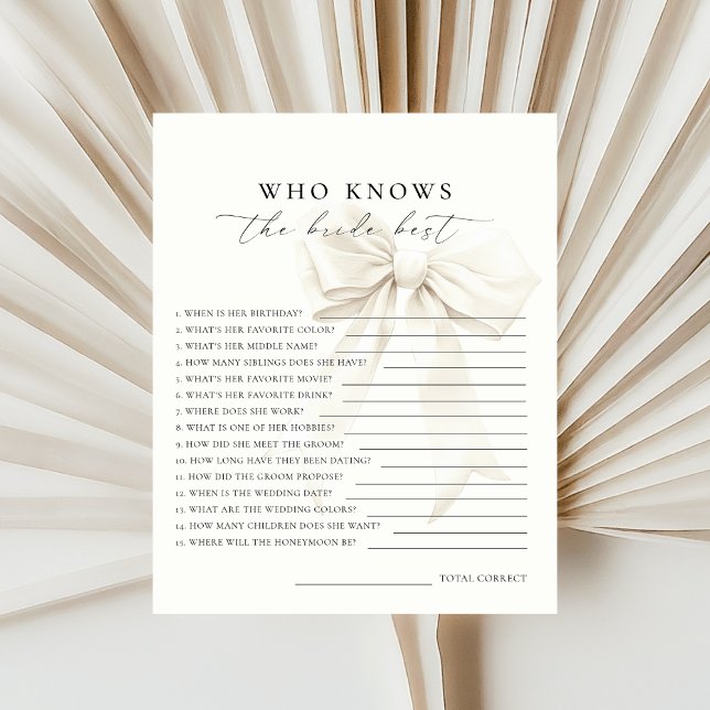 Papier Ivory White Bow qui connaît la mariée meilleur jeu (Créateur téléchargé)