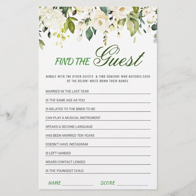 Papier Ivory White Roses Floral Fête des mariées Jeu (Devant)