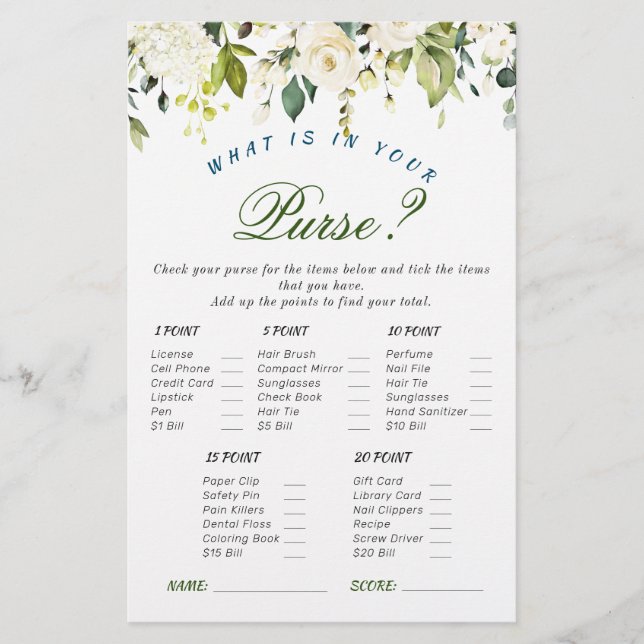 Papier Ivory White Roses Floral Fête des mariées Jeu (Devant)