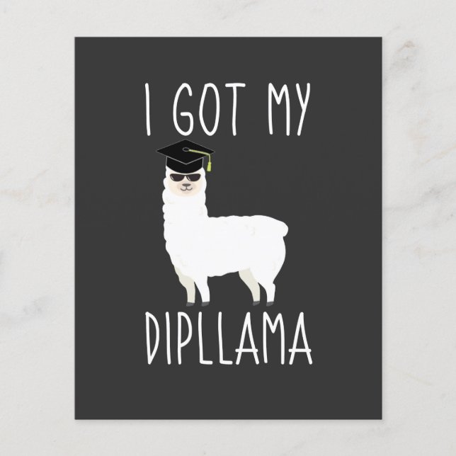Papier J'Ai Obtenu Mon Dipllama Graduation Llama Pun Invi (Devant)