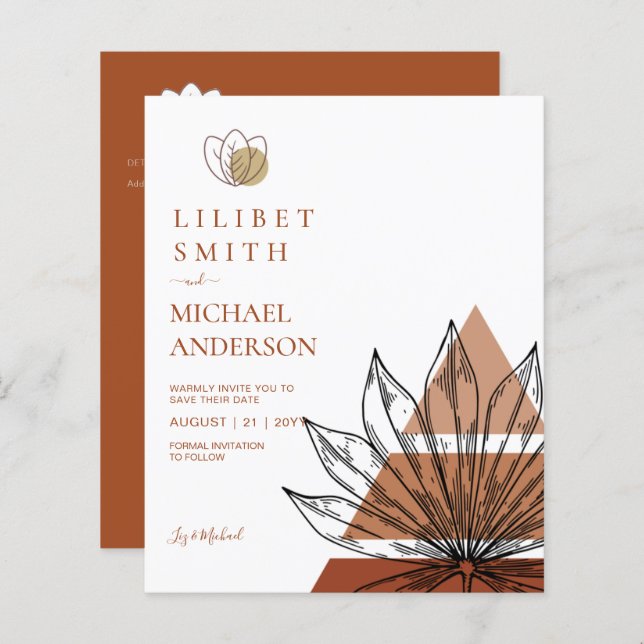 Papier Japandi Abstrait Scandinave Mariage géométrique (Devant / Derrière)