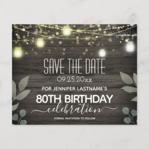 Papier Jar Light 80e anniversaire Enregistrer la date Bud