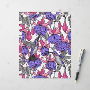 Papier Jardin des colibris en rose et rose