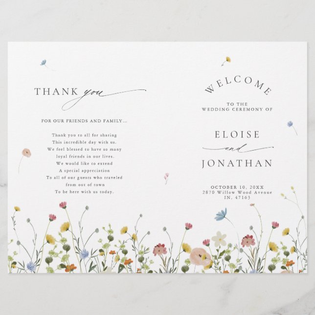 Papier Jardin Fleur sauvage de printemps Floral minimalis (Devant)