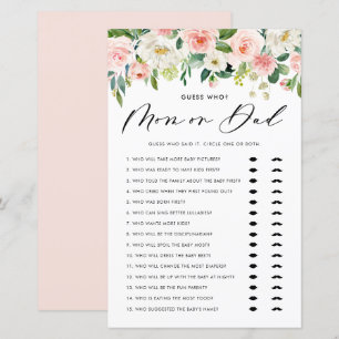 Papier Jardin Fleurs Maman ou Papa Baby shower Jeu