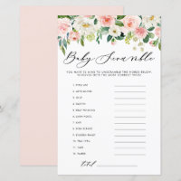 Jardin Fleurs Word Scramble Baby shower Jeu