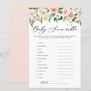 Papier Jardin Fleurs Word Scramble Baby shower Jeu