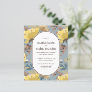 Papier Jaune bleu Brown florale Vintage Mariage