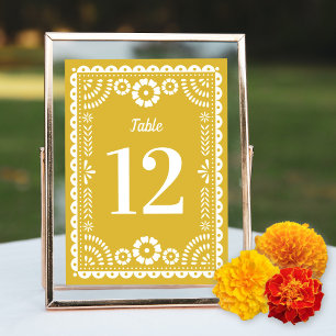 Papier jaune chaud Picado Mariage Numéro de table