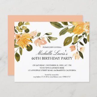 Papier Jaune chic Fleur vert 60E FÊTE D'ANNIVERSAIRE