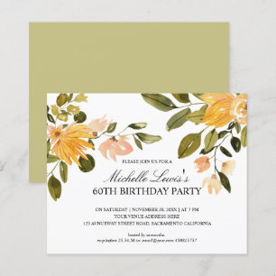 Papier Jaune chic Fleur vert 60E FÊTE D'ANNIVERSAIRE