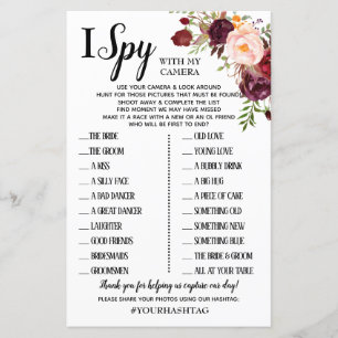 Papier Je espionne jeu de réception de mariage anglais es
