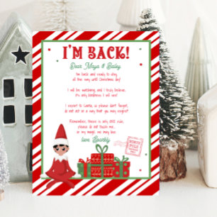 Papier Je suis de retour Elfe de Noël Bonjour Lettre Elfe