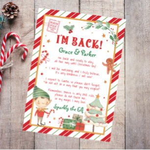 Papier Je suis de retour Lutin de Noël Bienvenue Lutin de