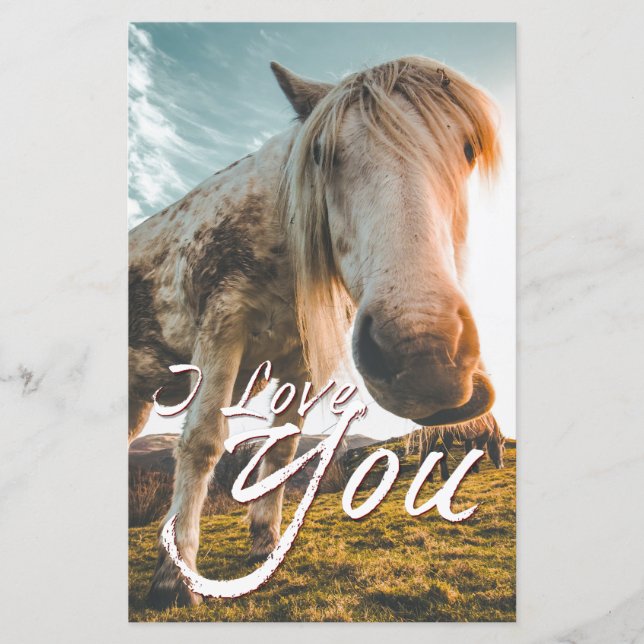 Papier Je t'aime avec l'air du Cheval (Devant)