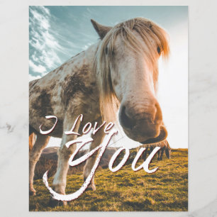 Papier Je t'aime avec un cheval regardant
