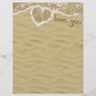 Papier "Je t'aime" Cœur écrit dans le Sable