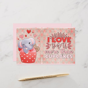 Papier Je T'Aime Plus Que Des Cupcakes Elephant Valentine