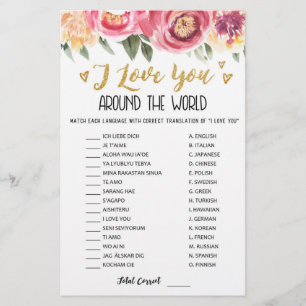 Papier Je vous aime partout dans le monde jeu avec Répons