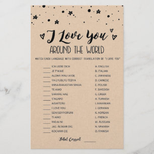 Papier Je vous aime partout dans le monde jeu avec Répons