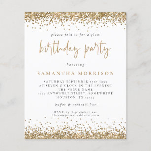 PAPIER   Jeglicher Alters Birthday Gold Glitzer Wh