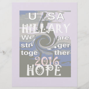 Papier J'Espère Hillary USA Nous Sommes Forts Ensemble