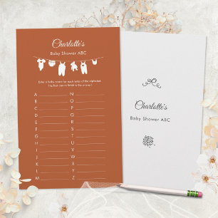 Papier Jeu ABC Baby Shower Bohème Minimaliste