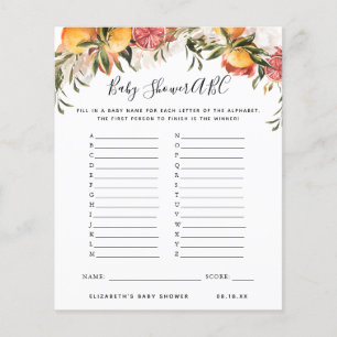 Papier Jeu ABC   Jeu de Baby shower floral