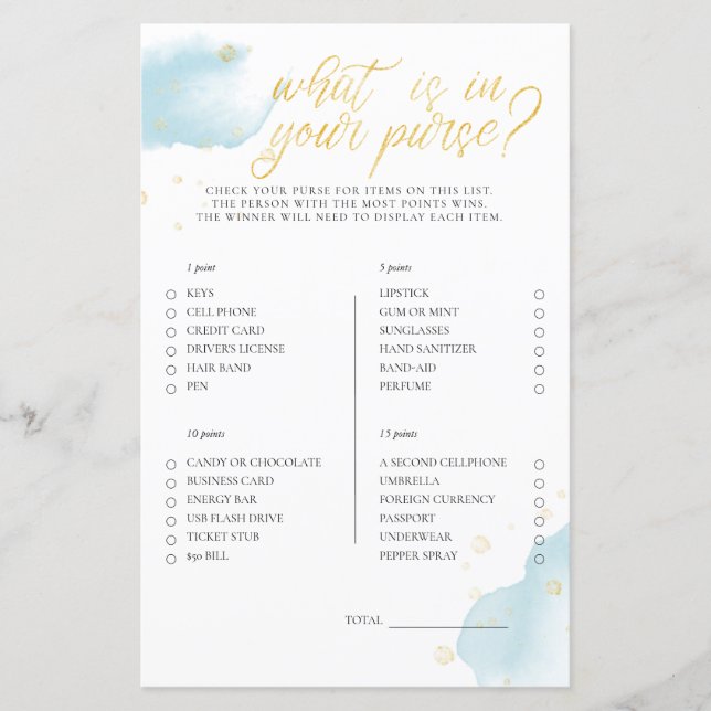 Papier Jeu Baby shower Bleu D'Hiver Ce Qui Est Dans Votre (Devant)