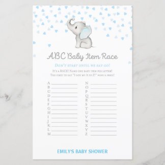 Papier Jeu Baby shower bleu éléphant garçon IMPRIMÉ