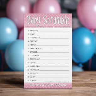 Papier Jeu baby shower - Brouillard Pois rose