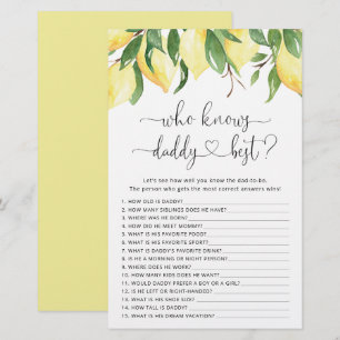 Papier Jeu Baby shower citron aquarelle