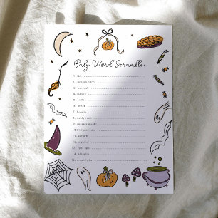 Papier Jeu Baby shower Halloween Word Scramble