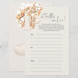 Papier Jeu Baby shower Ours - 2 Thruits Et Un Mensonge