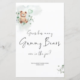Papier Jeu Baby shower ours - Devinez combien