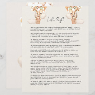 Papier Jeu Baby shower Ours - Gauche Ou Droite?