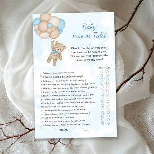Papier Jeu bébé Vrai ou Faux Ourson