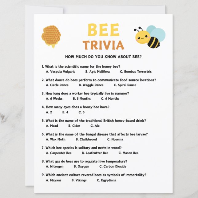 Papier Jeu Bee Trivia (Devant)