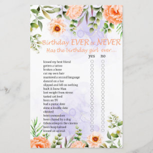 Papier Jeu d'anniversaire Pastel Flowers À jamais ou Jama